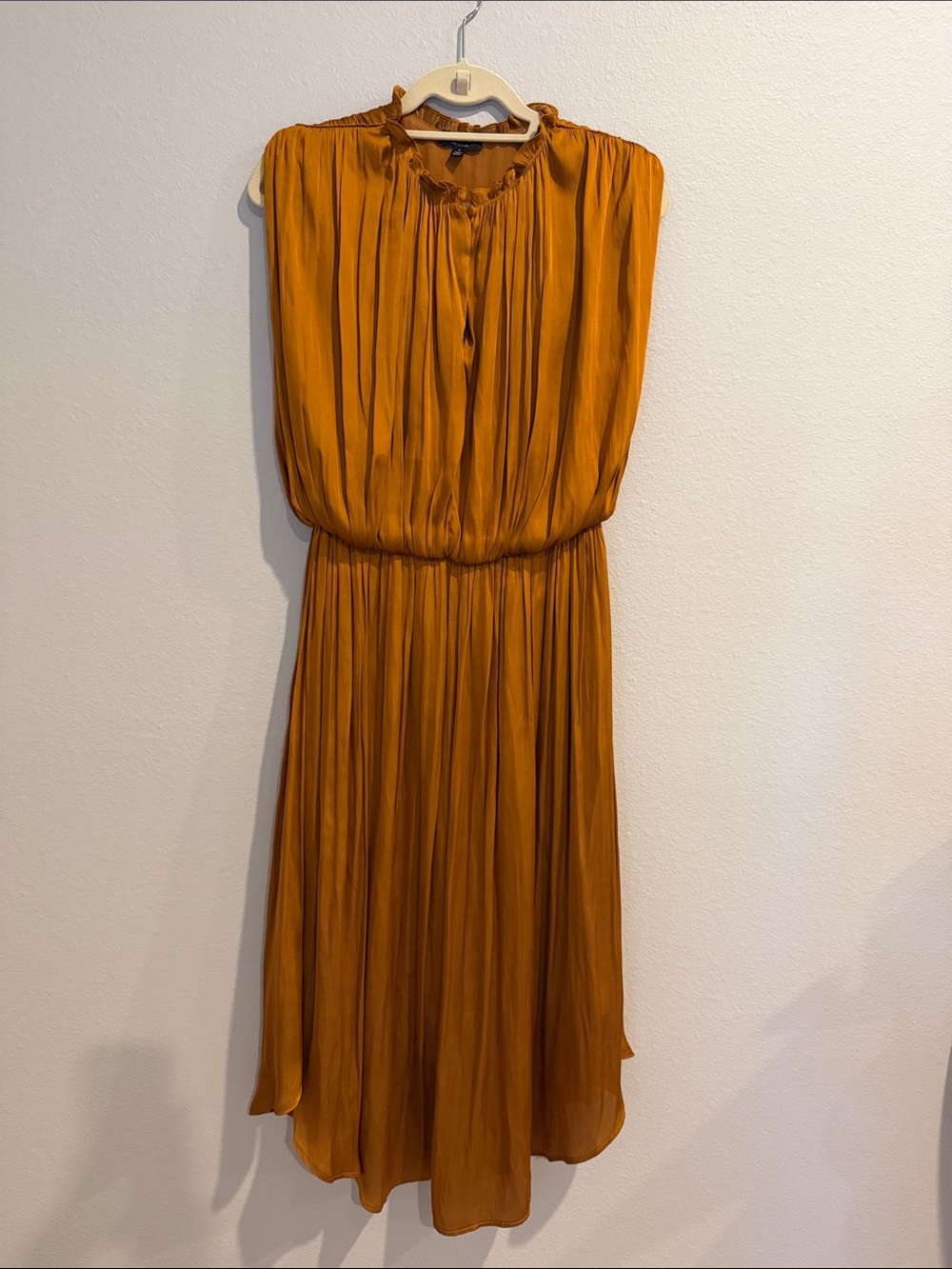Current Air Pleated Midi Dress in Mustard